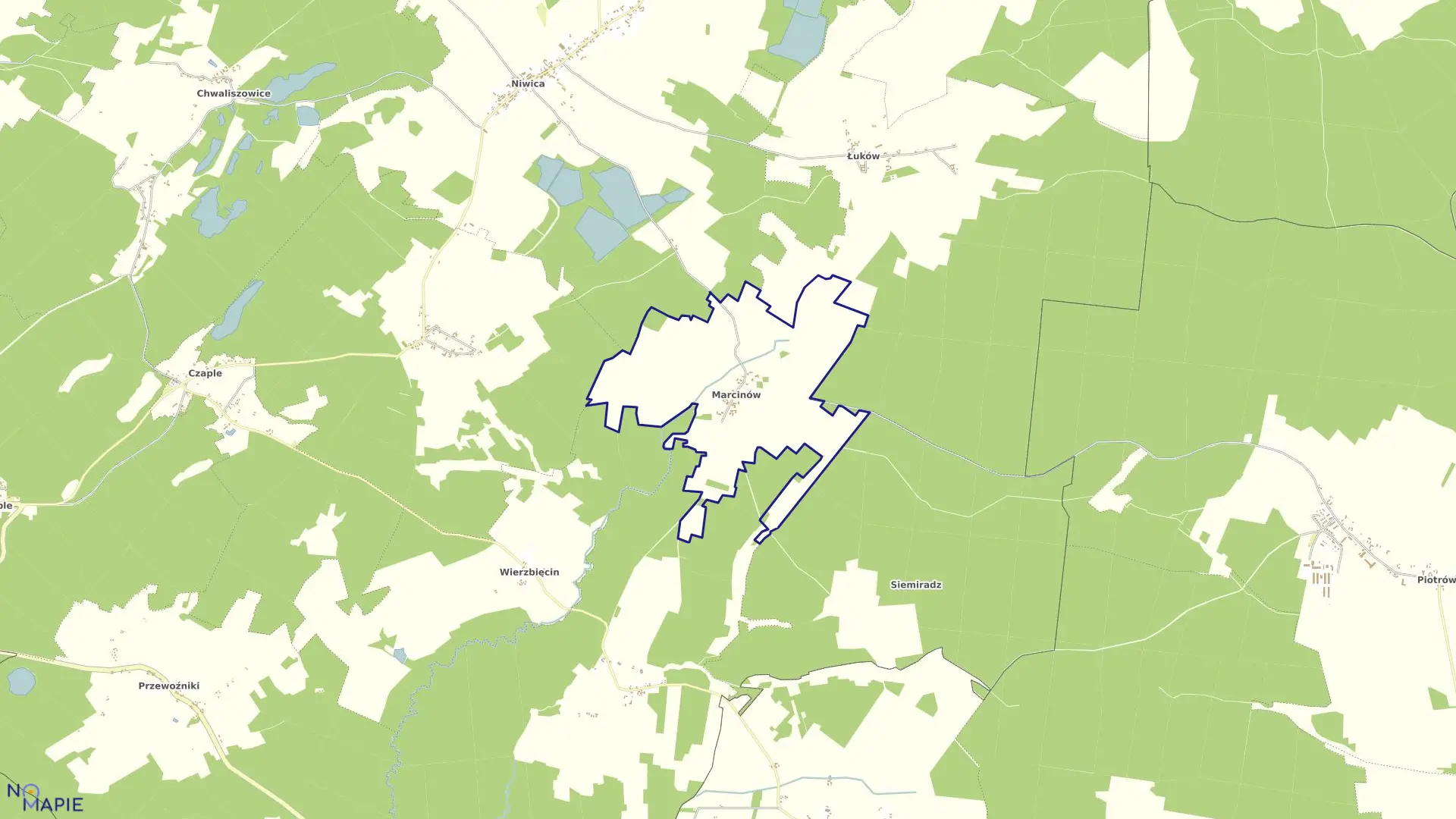 Mapa obrębu Marcinów w gminie Trzebiel