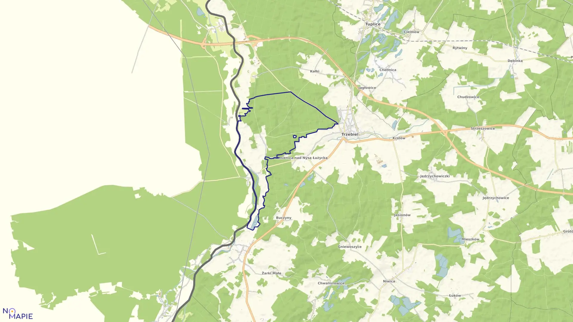 Mapa obrębu Siedlec w gminie Trzebiel