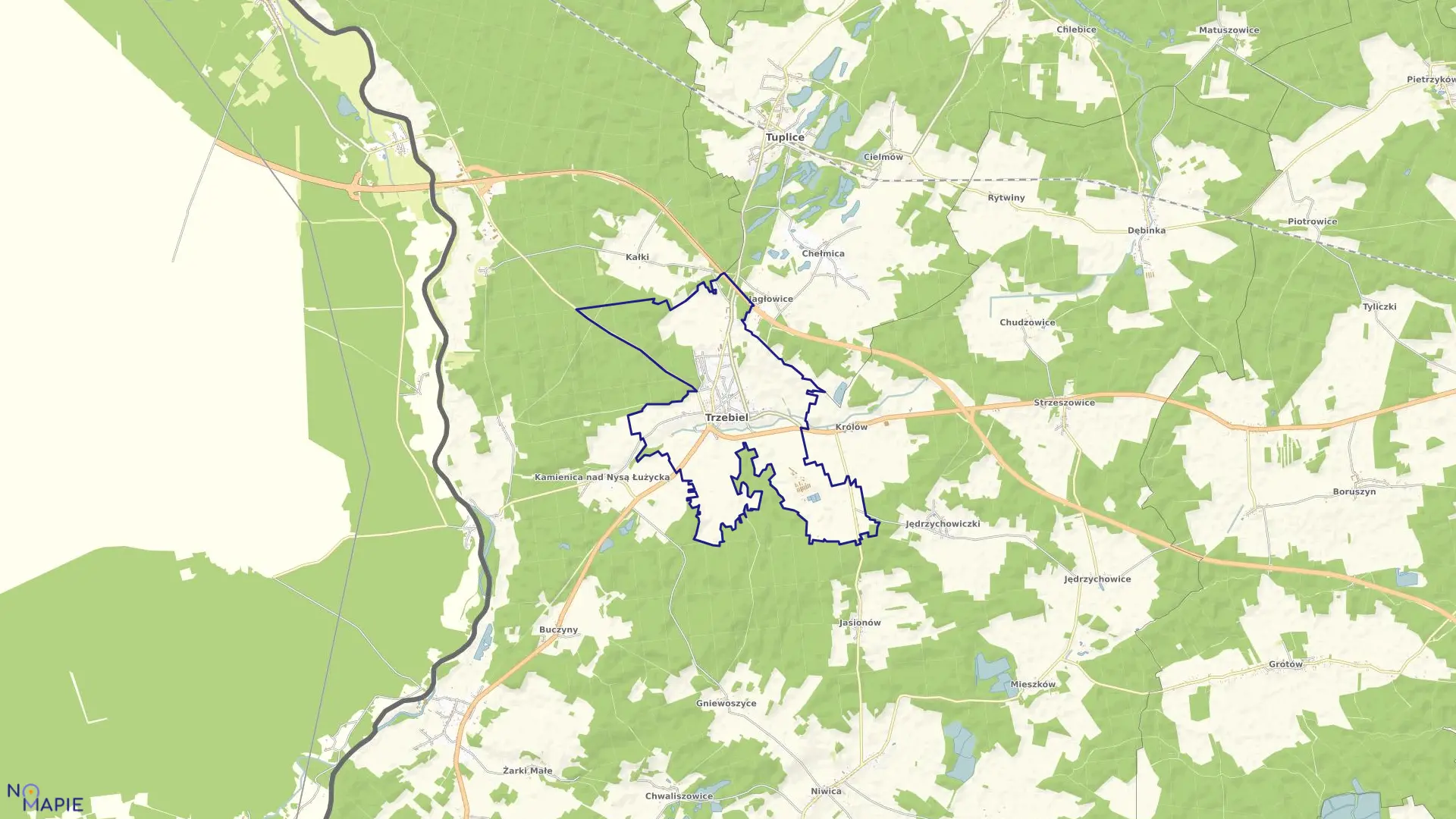 Mapa obrębu Trzebiel w gminie Trzebiel